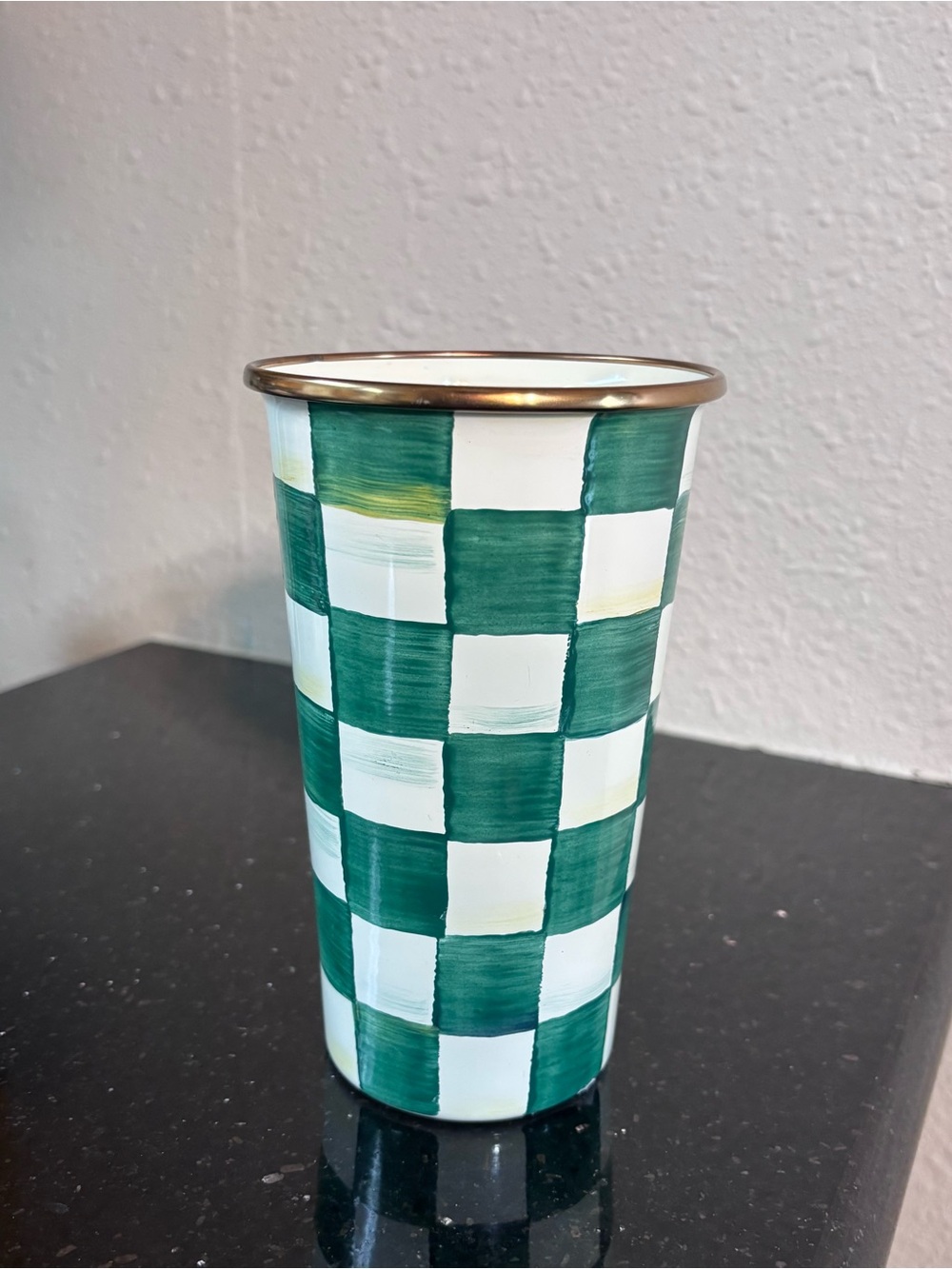 Mackenize-Childs Emerald Check 20 Ounce Tumbler